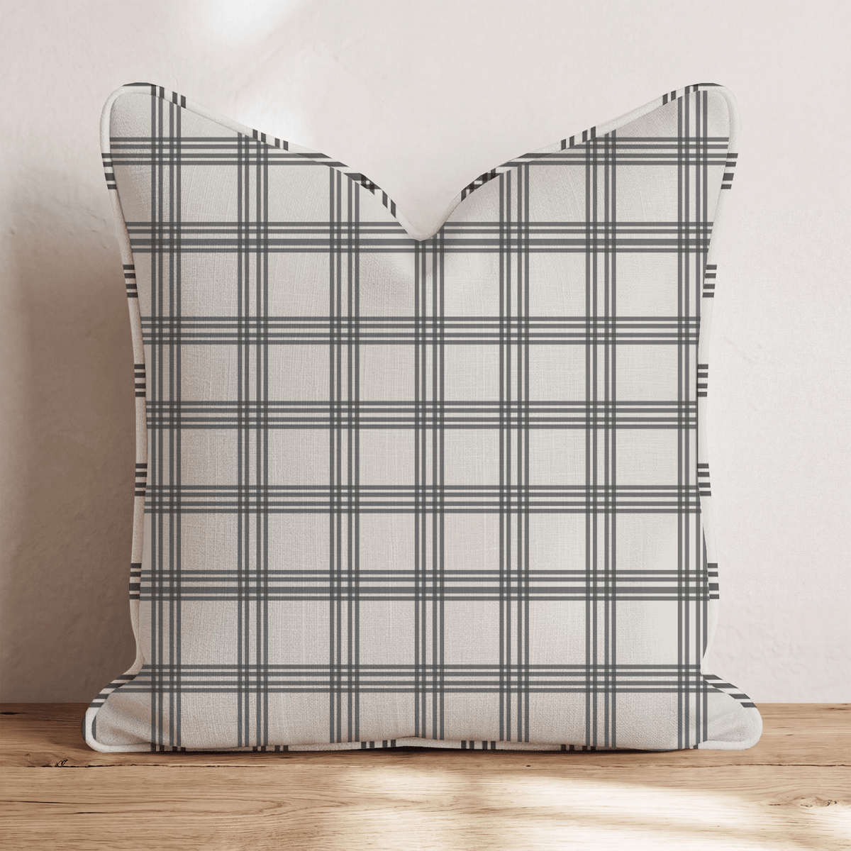 Ivory Windowpane Throw Pillow throw pillow - Hillcroft Home