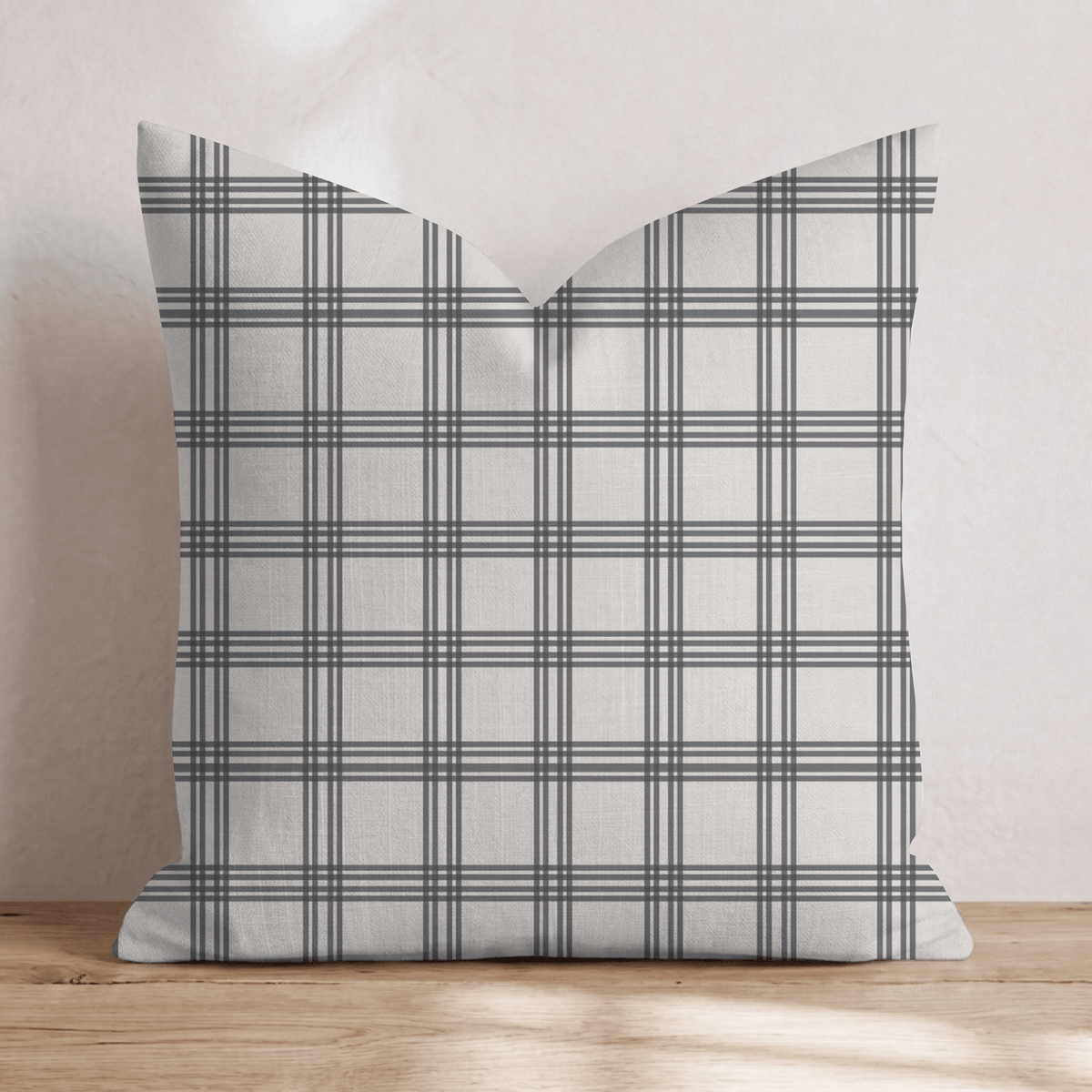 Ivory Windowpane Throw Pillow throw pillow - Hillcroft Home