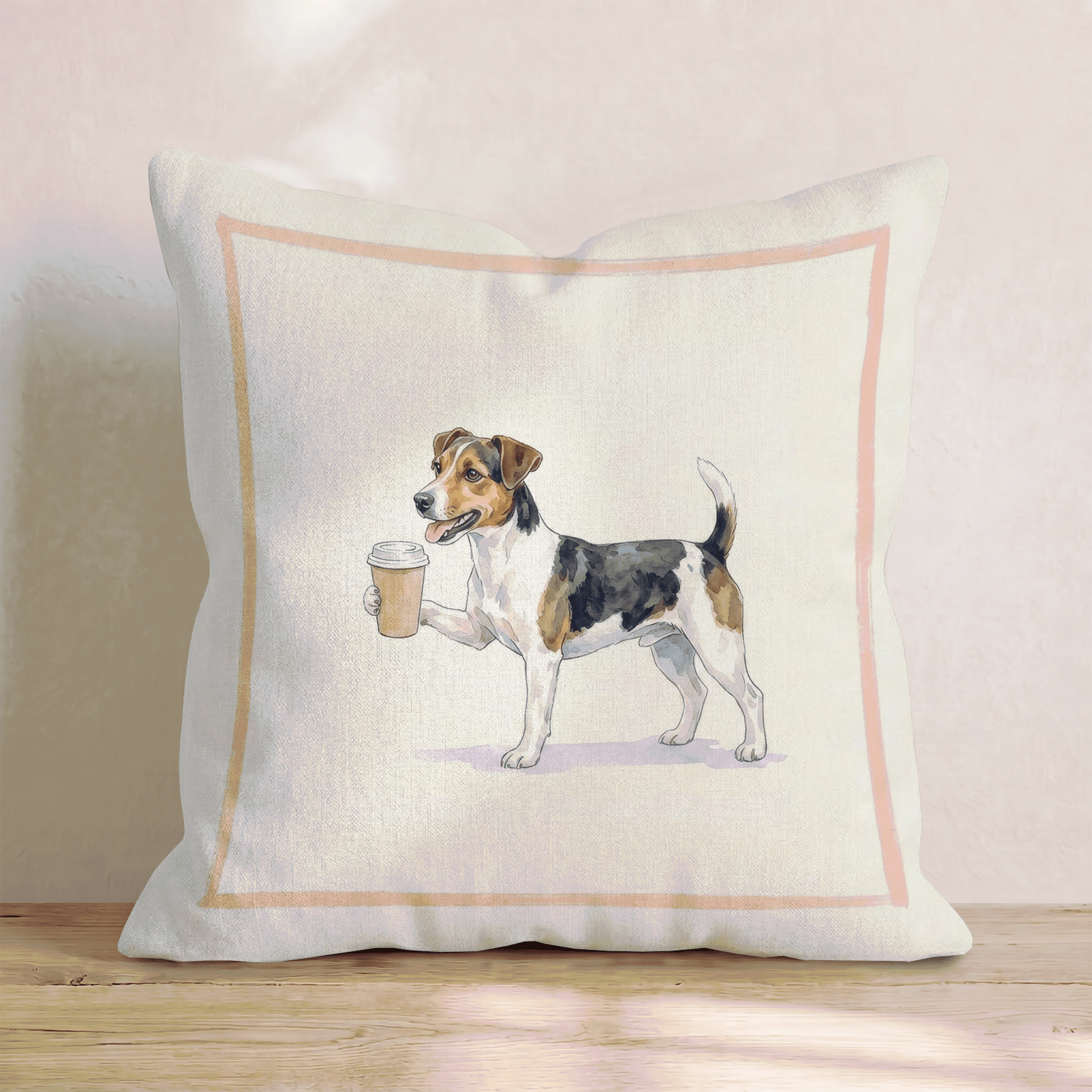 Jack Russell Coffee Throw Pillow - Hillcroft Home