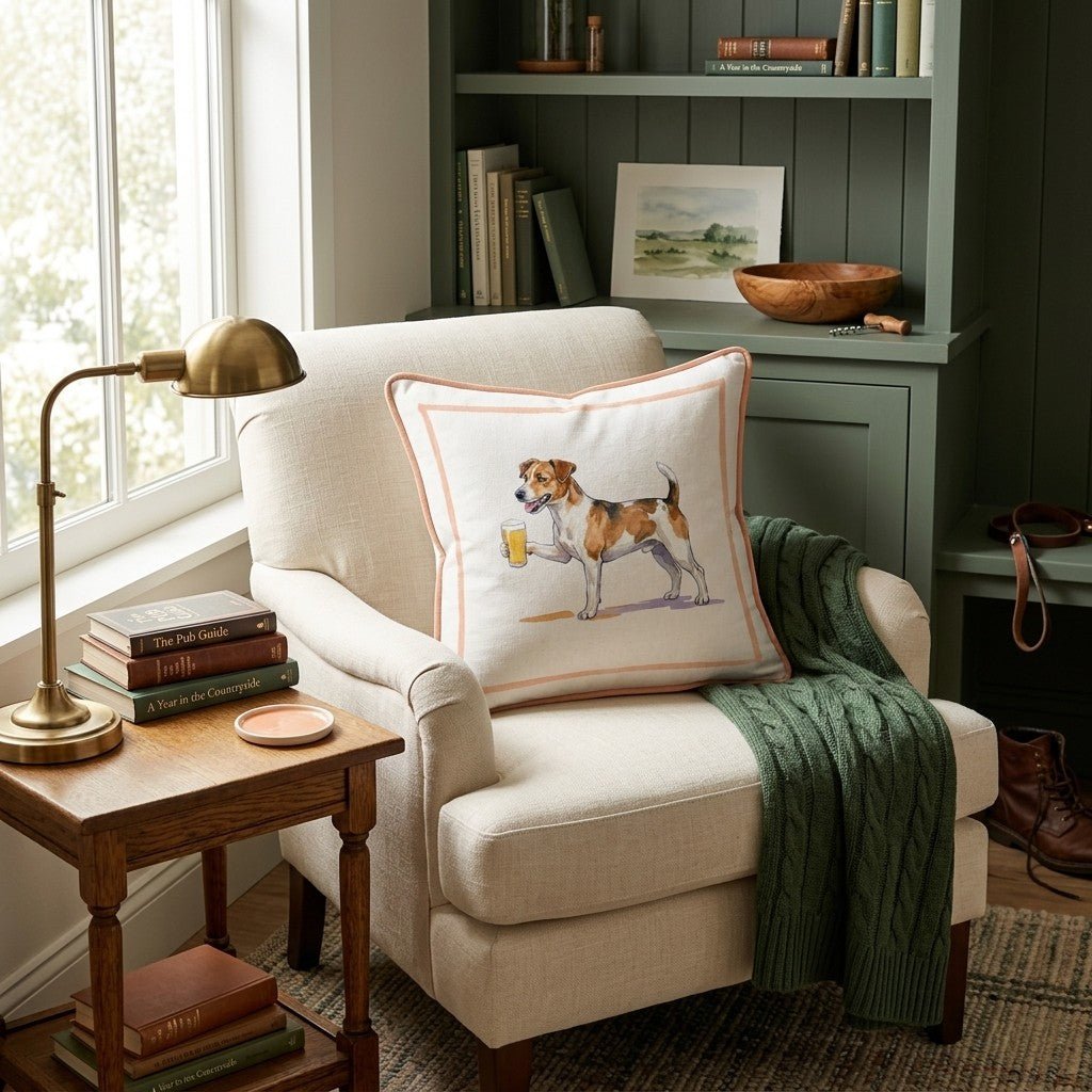 Jack Russell Lager Throw Pillow - Hillcroft Home