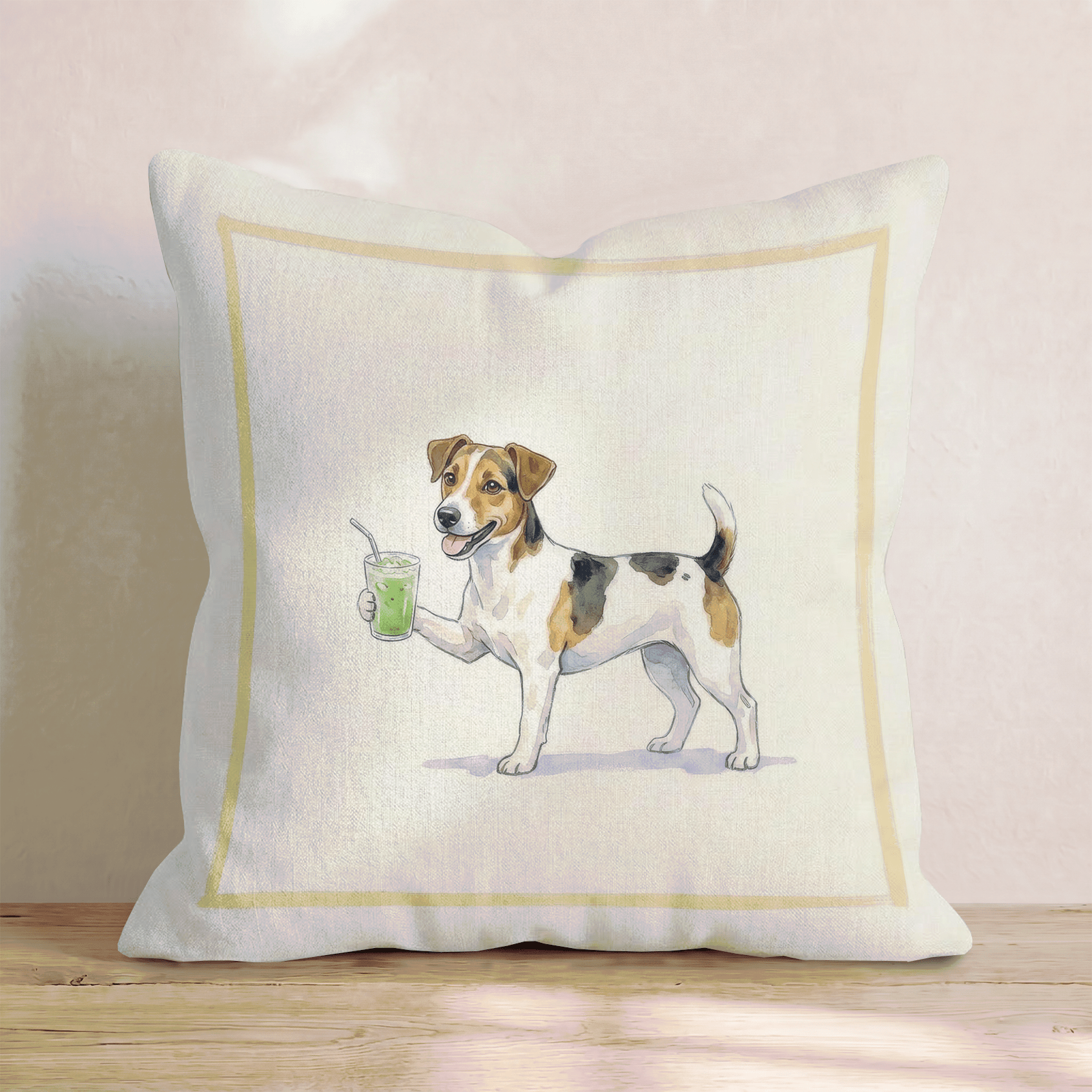 Jack Russell Matcha Throw Pillow - Hillcroft Home