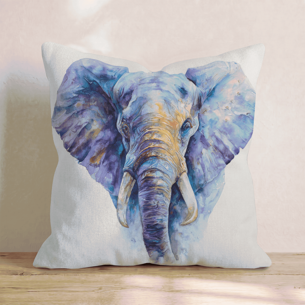 Jewel Elephant Watercolor Throw Pillow - Hillcroft Home