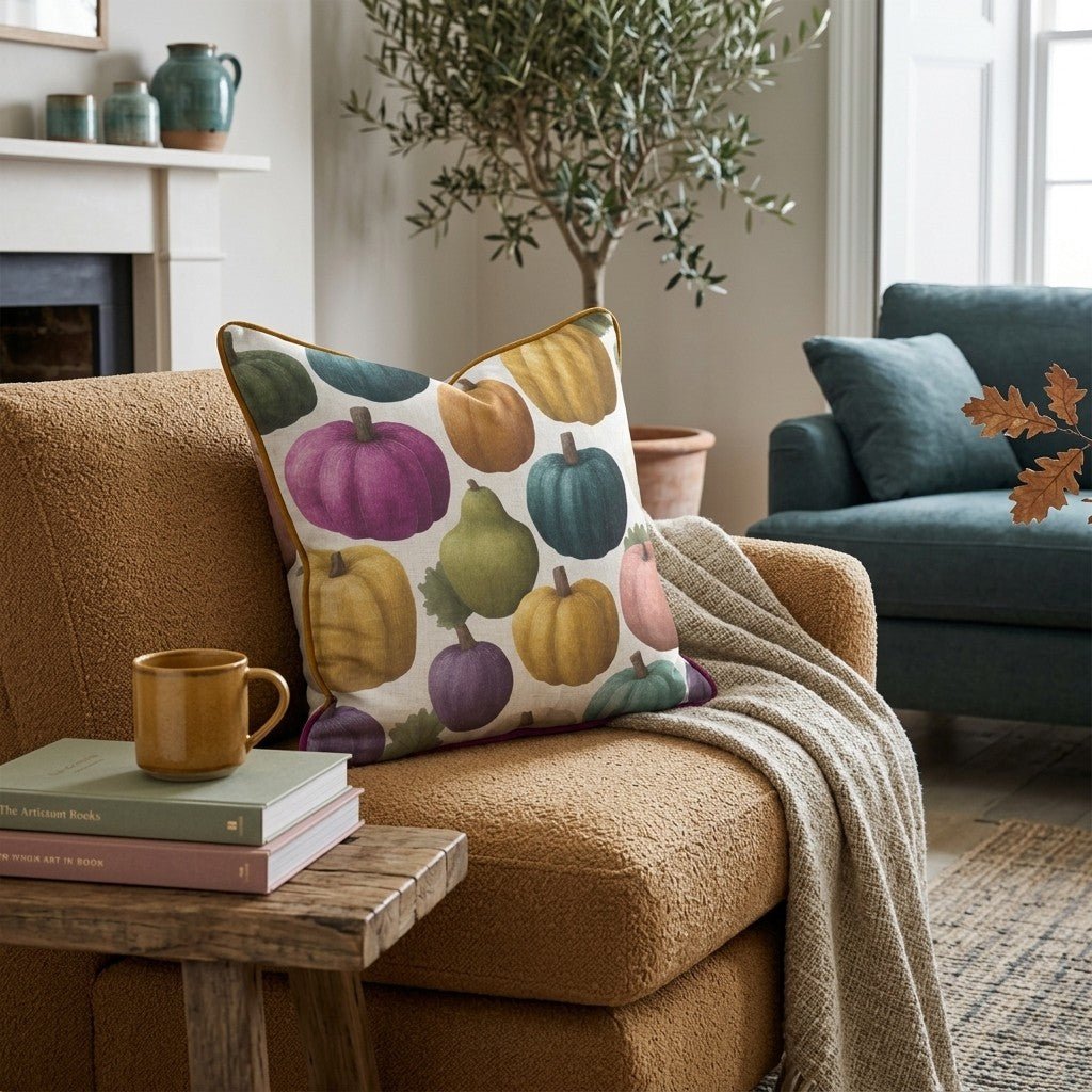Jewel-Tone Pumpkins Throw Pillow - Hillcroft Home