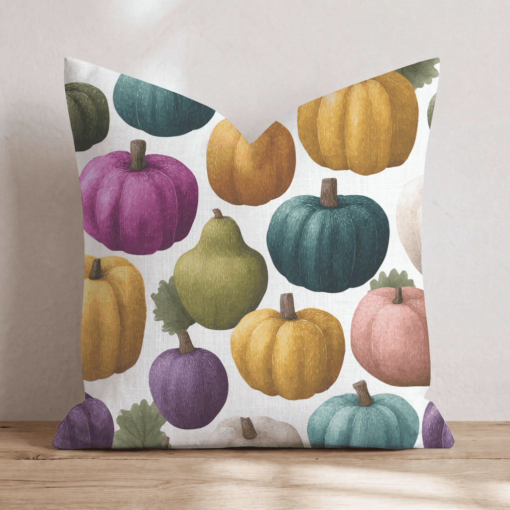 Jewel-Tone Pumpkins Throw Pillow - Hillcroft Home