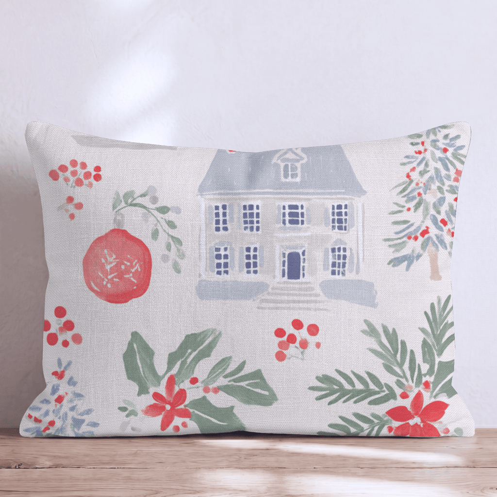 Jingle Village Red Throw Pillow - Hillcroft Home
