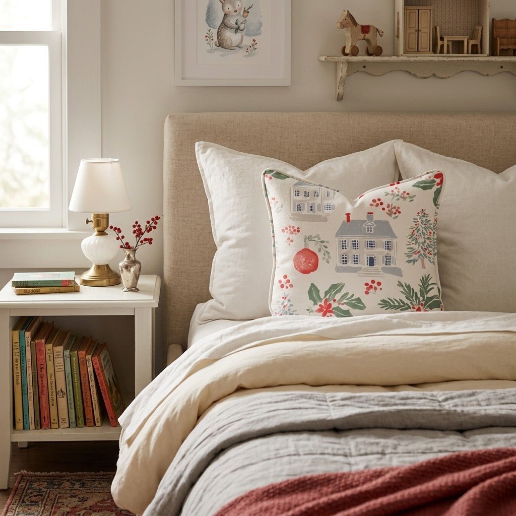 Jingle Village Red Throw Pillow - Hillcroft Home