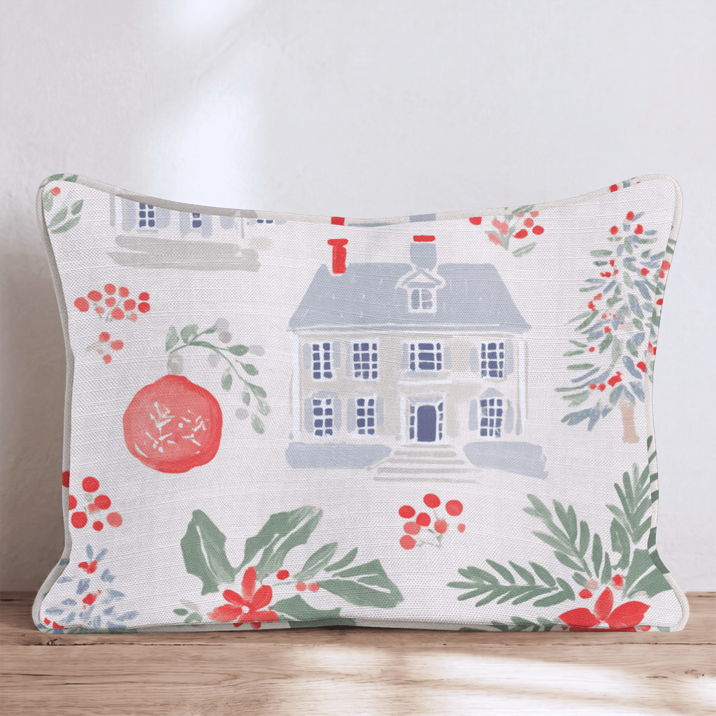 Jingle Village Red Throw Pillow - Hillcroft Home