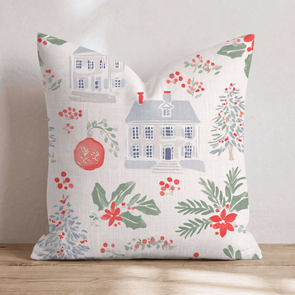 Jingle Village Red Throw Pillow - Hillcroft Home