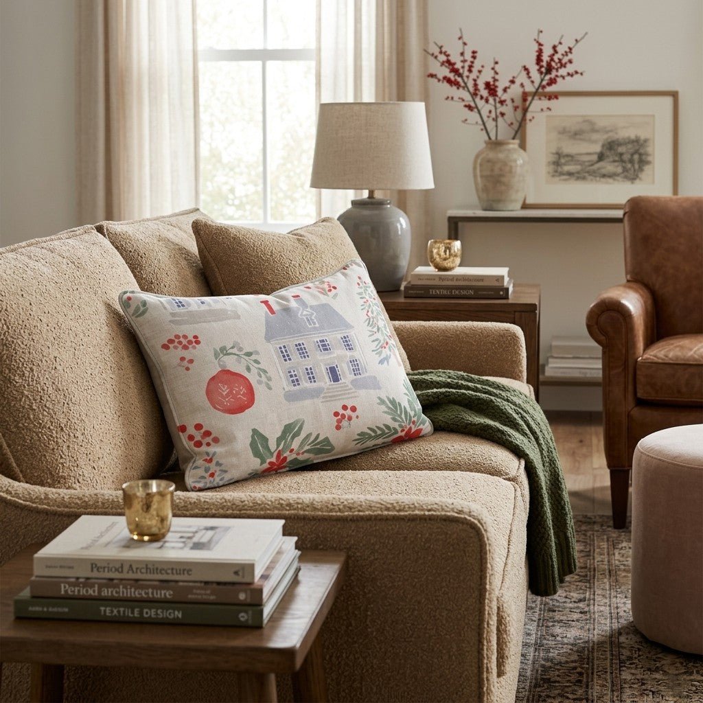 Jingle Village Red Throw Pillow - Hillcroft Home