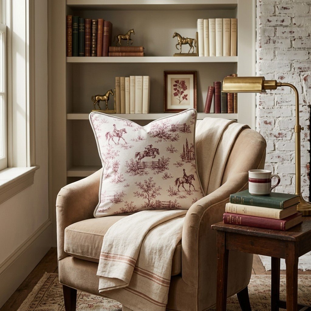 Jockey Club Toile Throw Pillow - Hillcroft Home