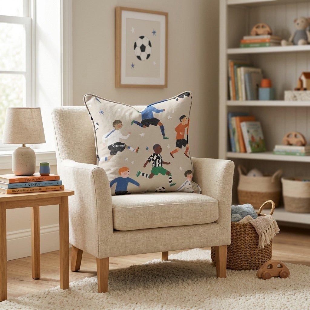 Kids Soccer Match Throw Pillow - Hillcroft Home
