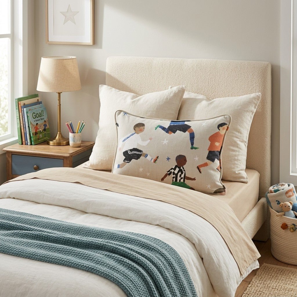 Kids Soccer Match Throw Pillow - Hillcroft Home