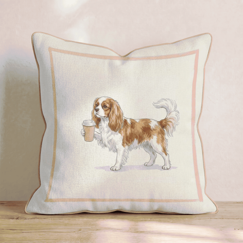 King Charles Spaniel Coffee Throw Pillow - Hillcroft Home