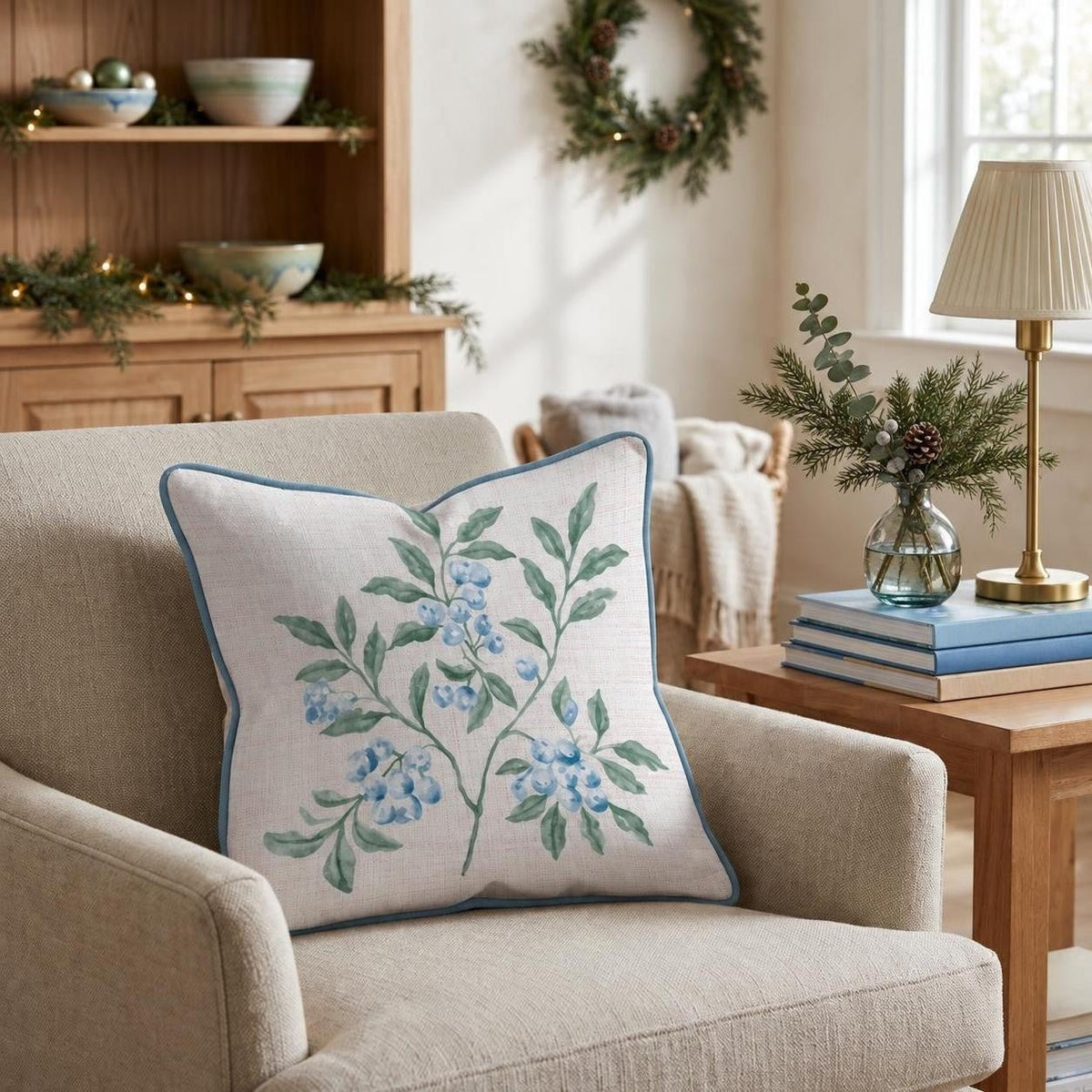 Kissing Under Christmas Mistletoe Throw Pillow throw pillow - Hillcroft Home