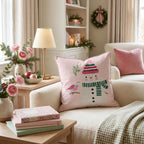 Knit Cap Snowman Bird Throw Pillow throw pillow - Hillcroft Home