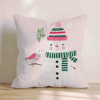Knit Cap Snowman Bird Throw Pillow - Hillcroft Home