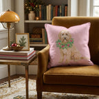 Labradoodle Berry Wreath Throw Pillow throw pillow - Hillcroft Home