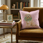 Labradoodle Berry Wreath Throw Pillow - Hillcroft Home
