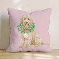 Labradoodle Berry Wreath Throw Pillow - Hillcroft Home