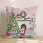 Labradoodle Christmas Parlor Throw Pillow - Hillcroft Home