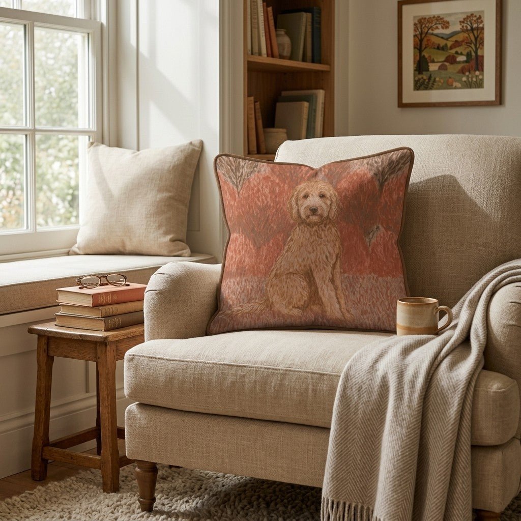 Labradoodle City Fall Stroll Throw Pillow - Hillcroft Home