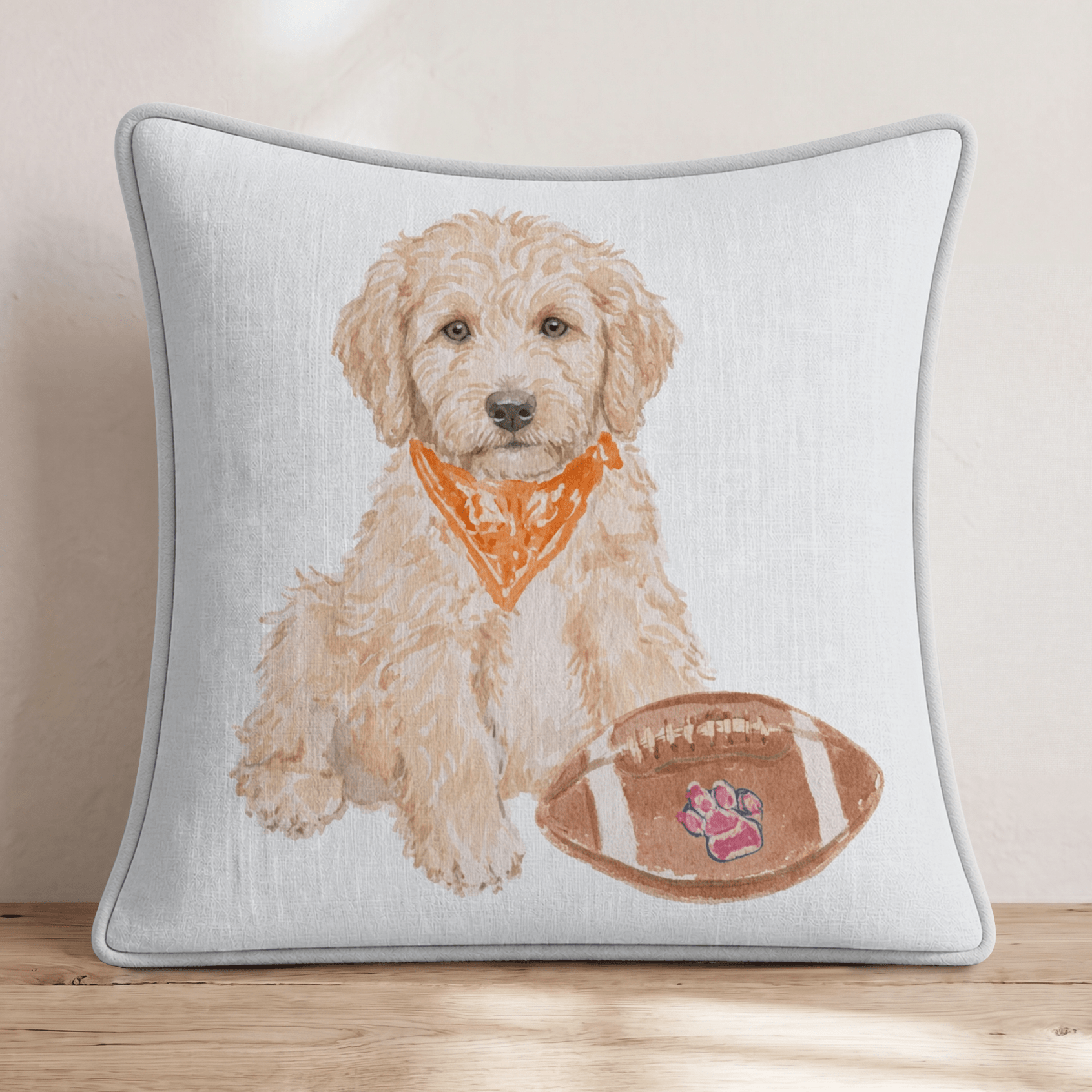 Labradoodle Fall Football Throw Pillow - Hillcroft Home
