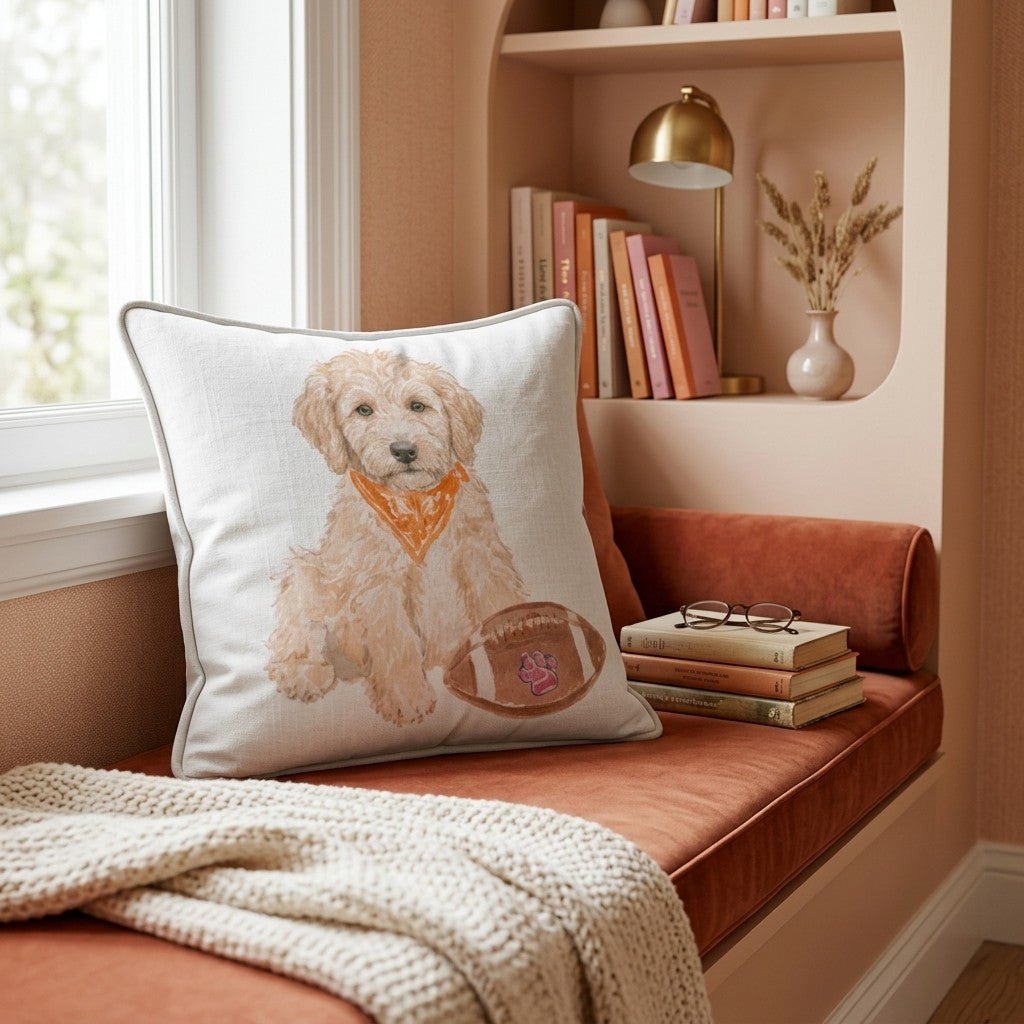 Labradoodle Fall Football Throw Pillow - Hillcroft Home