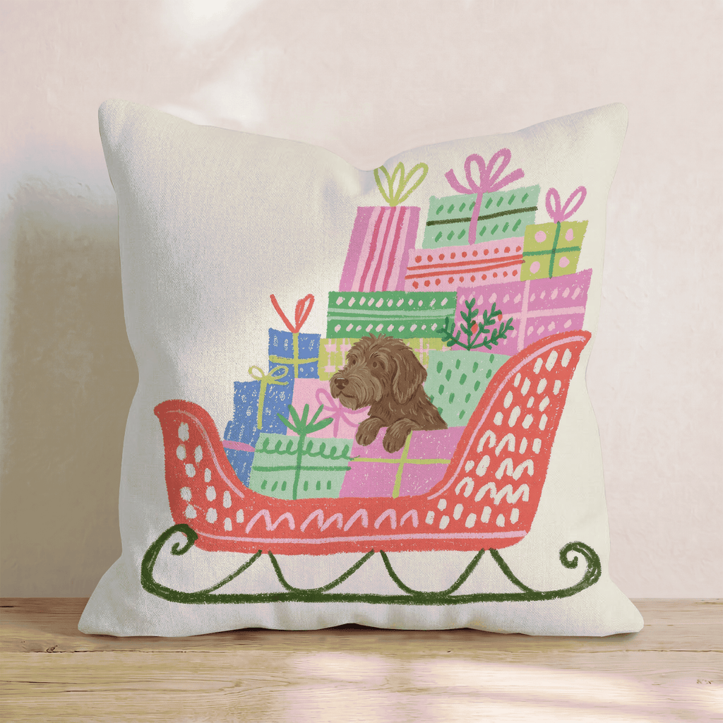 Labradoodle Gift Sleigh Throw Pillow - Hillcroft Home