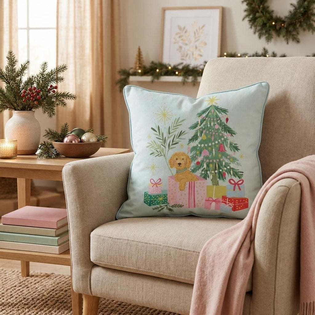 Labradoodle Gift Surprise Throw Pillow throw pillow - Hillcroft Home