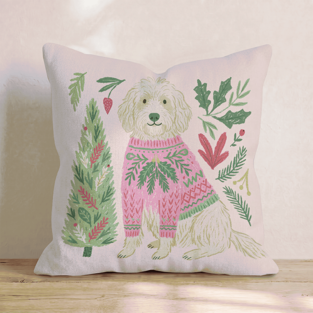 Labradoodle Holiday Sweater Throw Pillow - Hillcroft Home