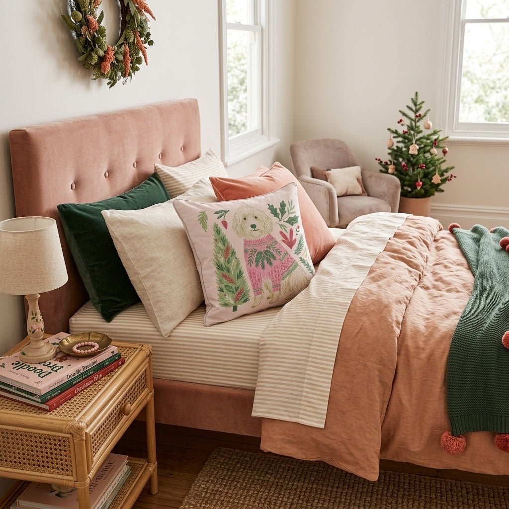 Labradoodle Holiday Sweater Throw Pillow - Hillcroft Home