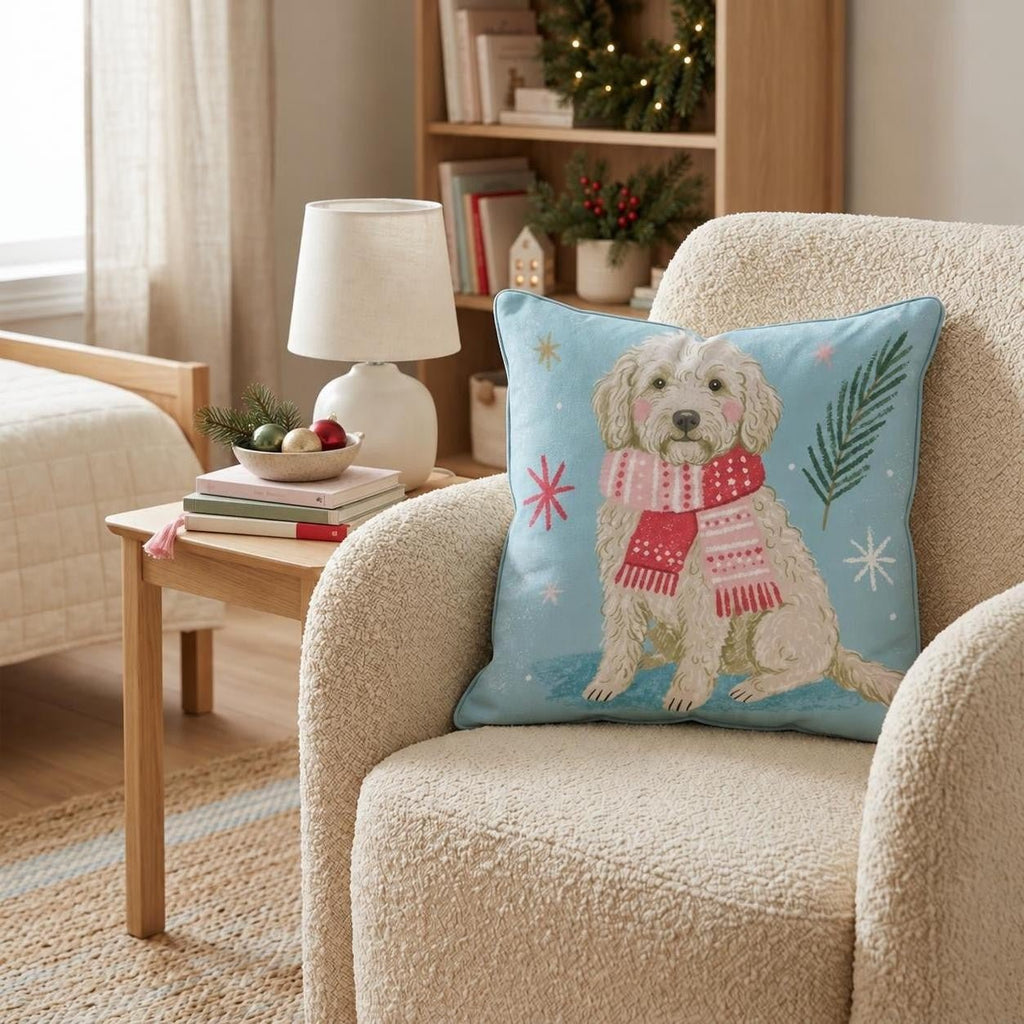 Labradoodle Scarf Throw Pillow throw pillow - Hillcroft Home