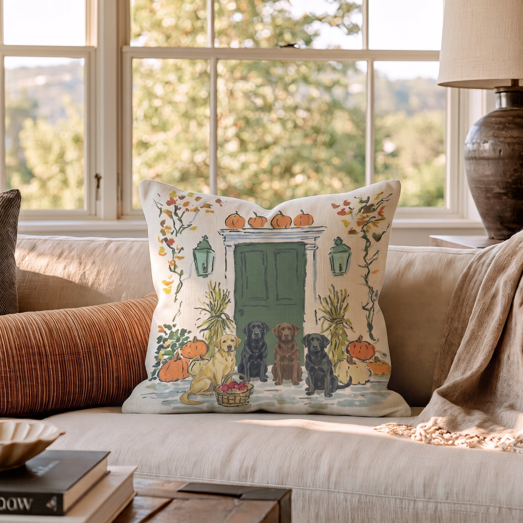 Labrador Retriever Autumn Wander Throw Pillow throw pillow - Hillcroft Home