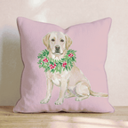 Labrador Retriever Berry Wreath Throw Pillow - Hillcroft Home