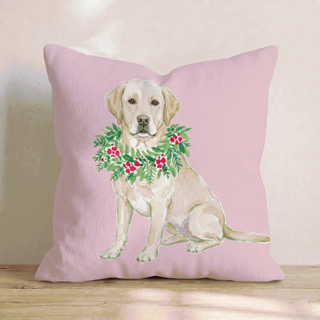 Labrador Retriever Berry Wreath Throw Pillow - Hillcroft Home