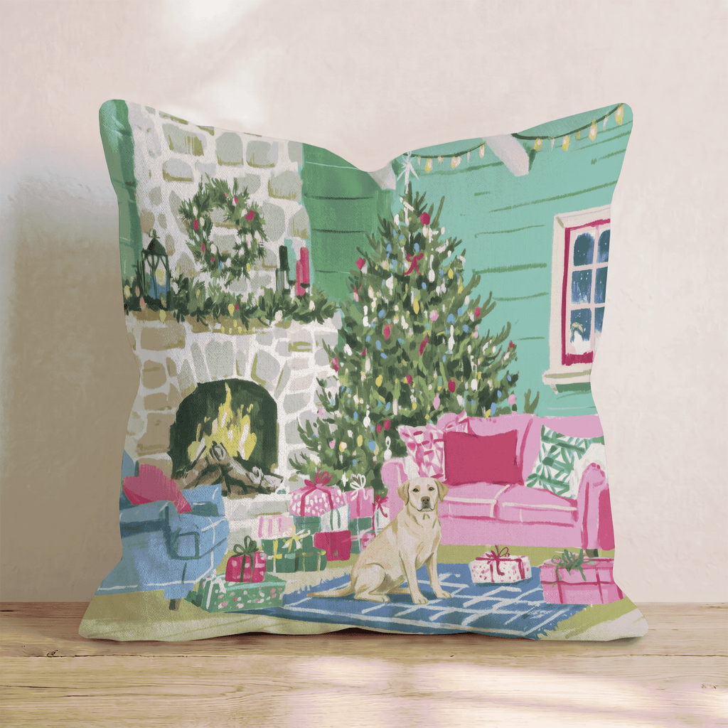 Labrador Retriever Fireside Cabin Throw Pillow - Hillcroft Home