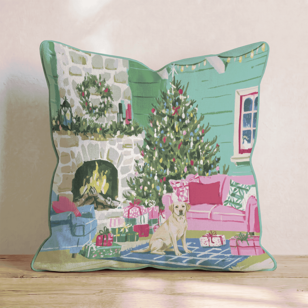 Labrador Retriever Fireside Cabin Throw Pillow - Hillcroft Home