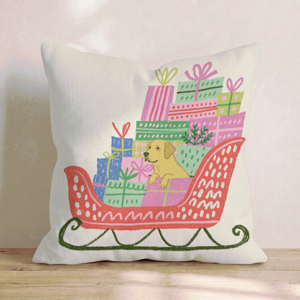 Labrador Retriever Gift Sleigh Throw Pillow - Hillcroft Home
