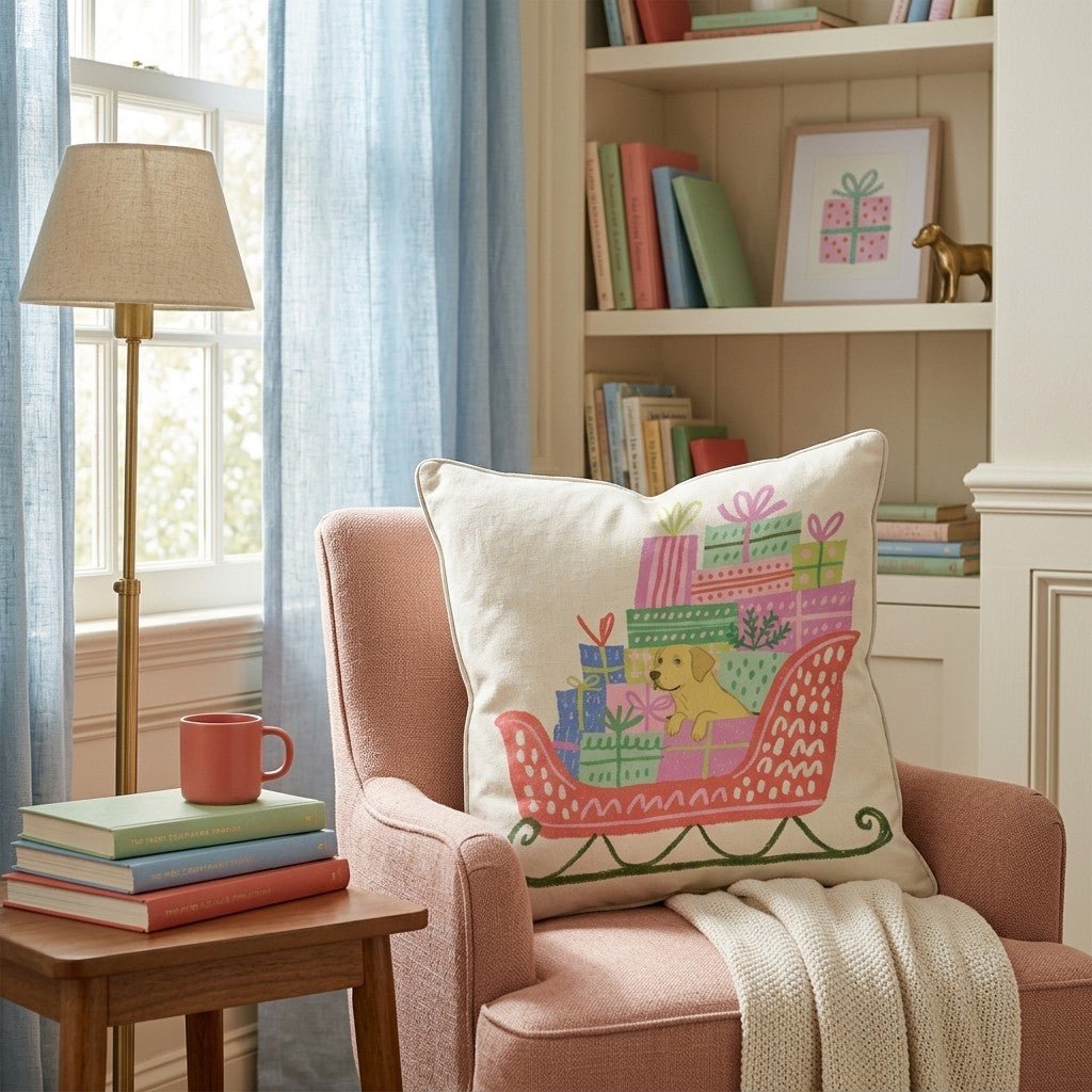 Labrador Retriever Gift Sleigh Throw Pillow - Hillcroft Home