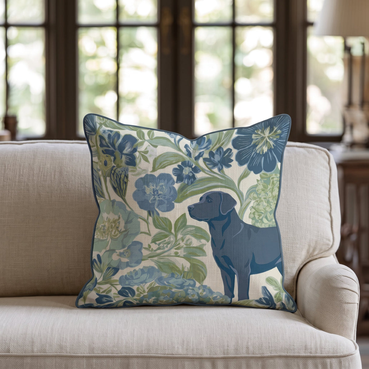 Labrador Retriever in the Flowers Throw Pillow throw pillow - Hillcroft Home