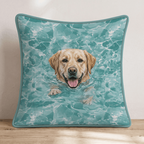 Labrador Retriever Pool Day Throw Pillow - Hillcroft Home