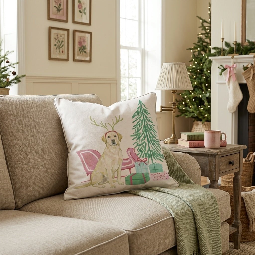 Labrador Retriever Sleigh Ride Throw Pillow - Hillcroft Home