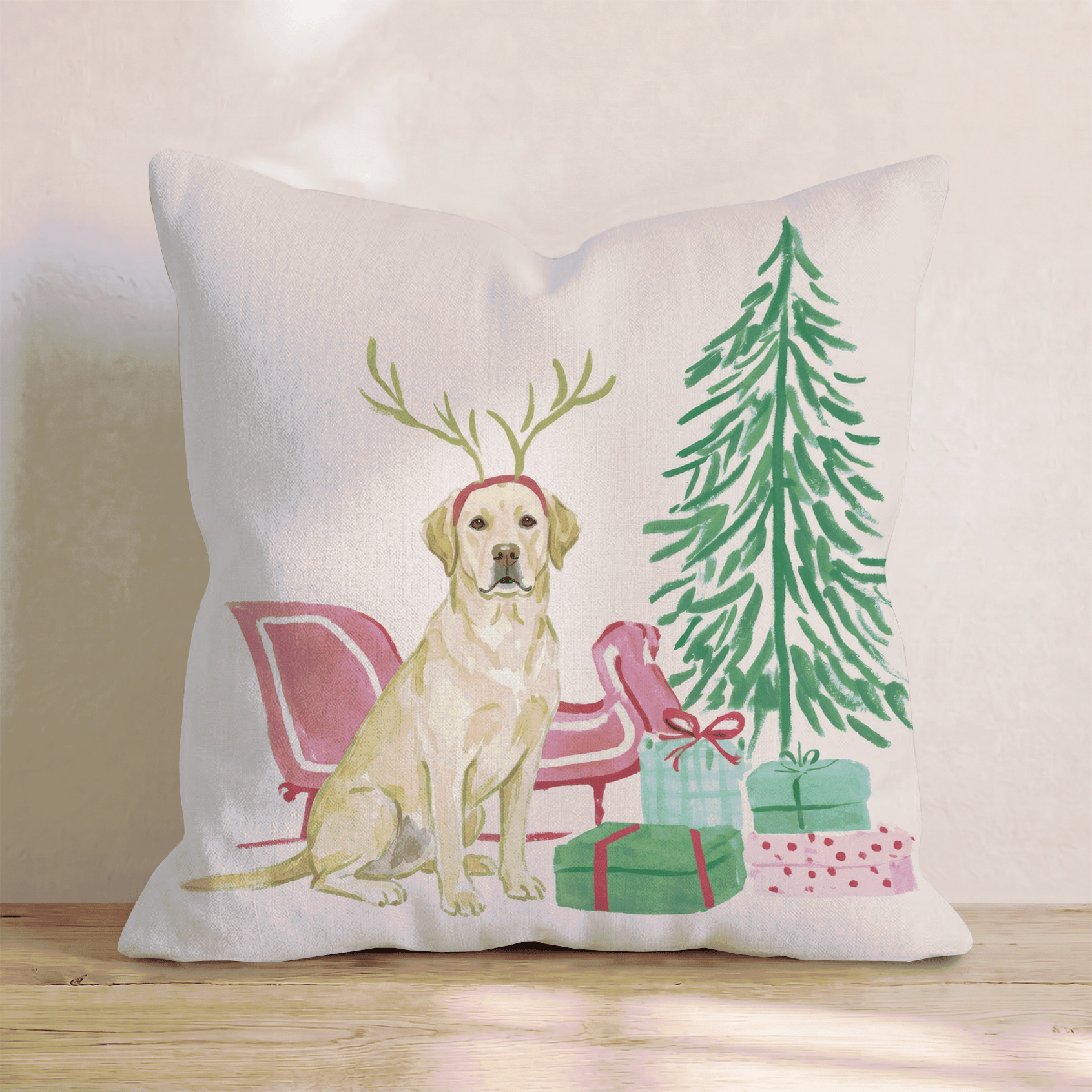 Labrador Retriever Sleigh Ride Throw Pillow - Hillcroft Home