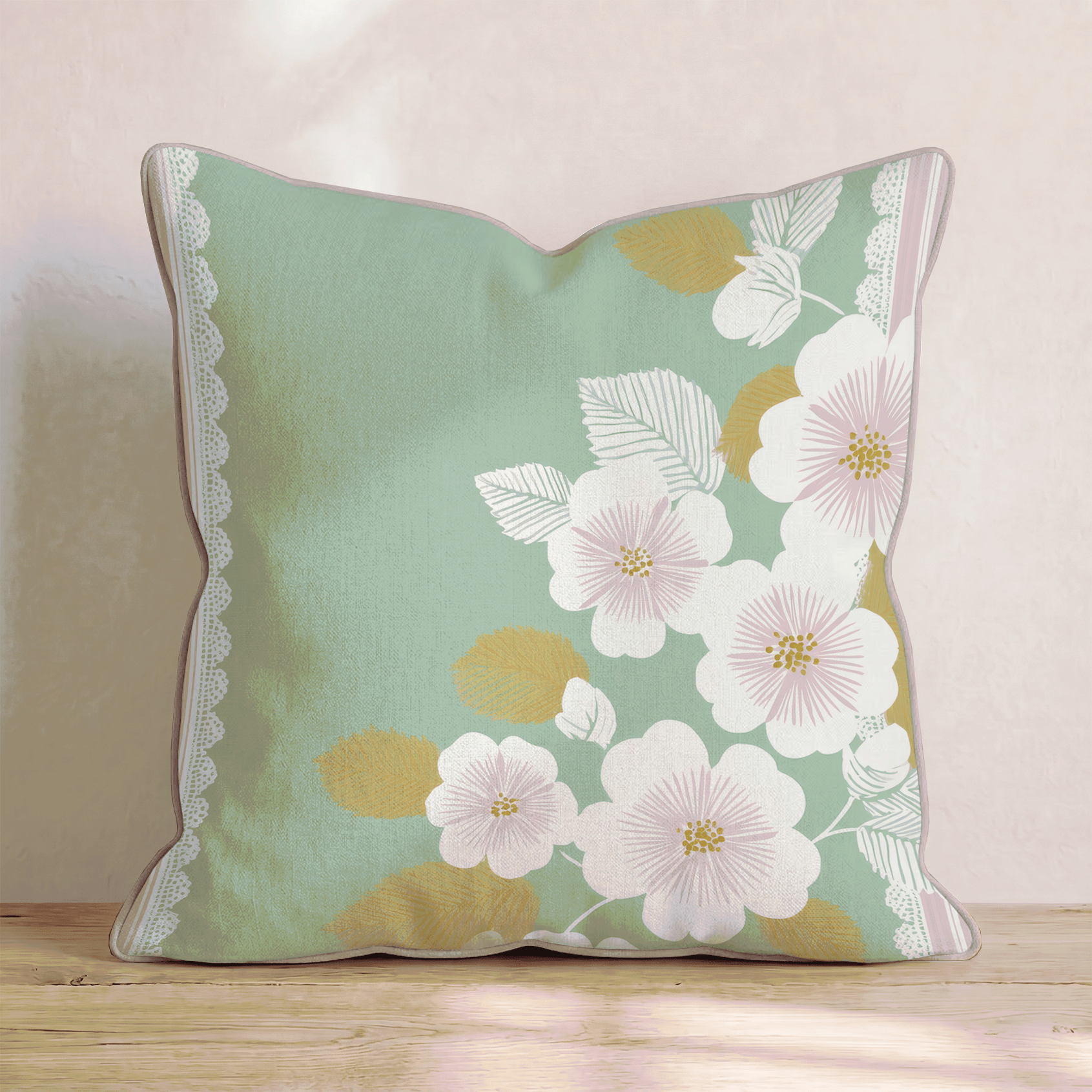 Lace Bouquet Throw Pillow - Hillcroft Home