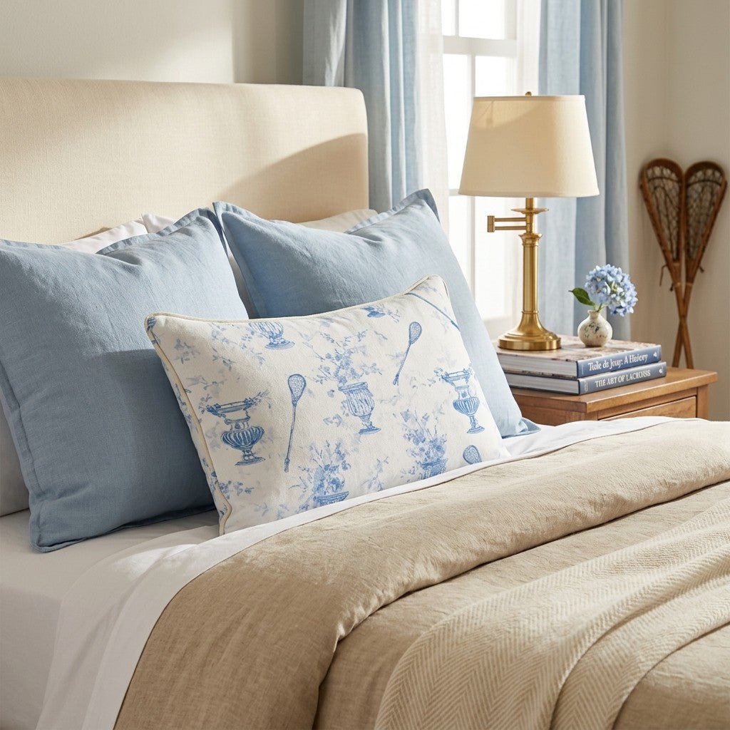 Lacrosse Stick Toile Throw Pillow - Hillcroft Home