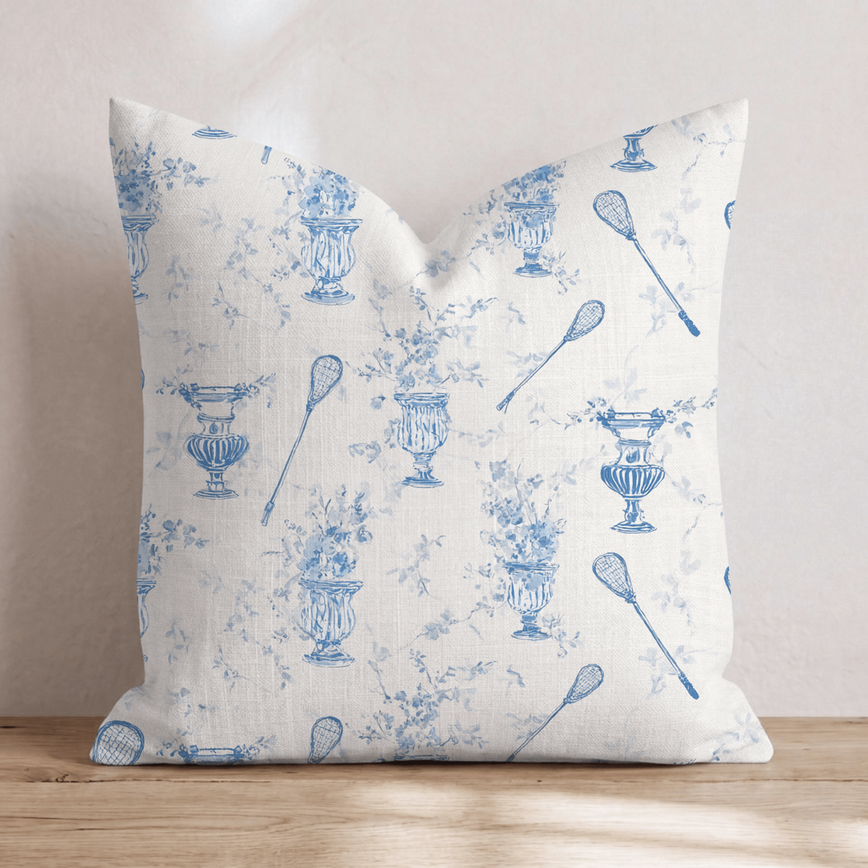 Lacrosse Stick Toile Throw Pillow - Hillcroft Home