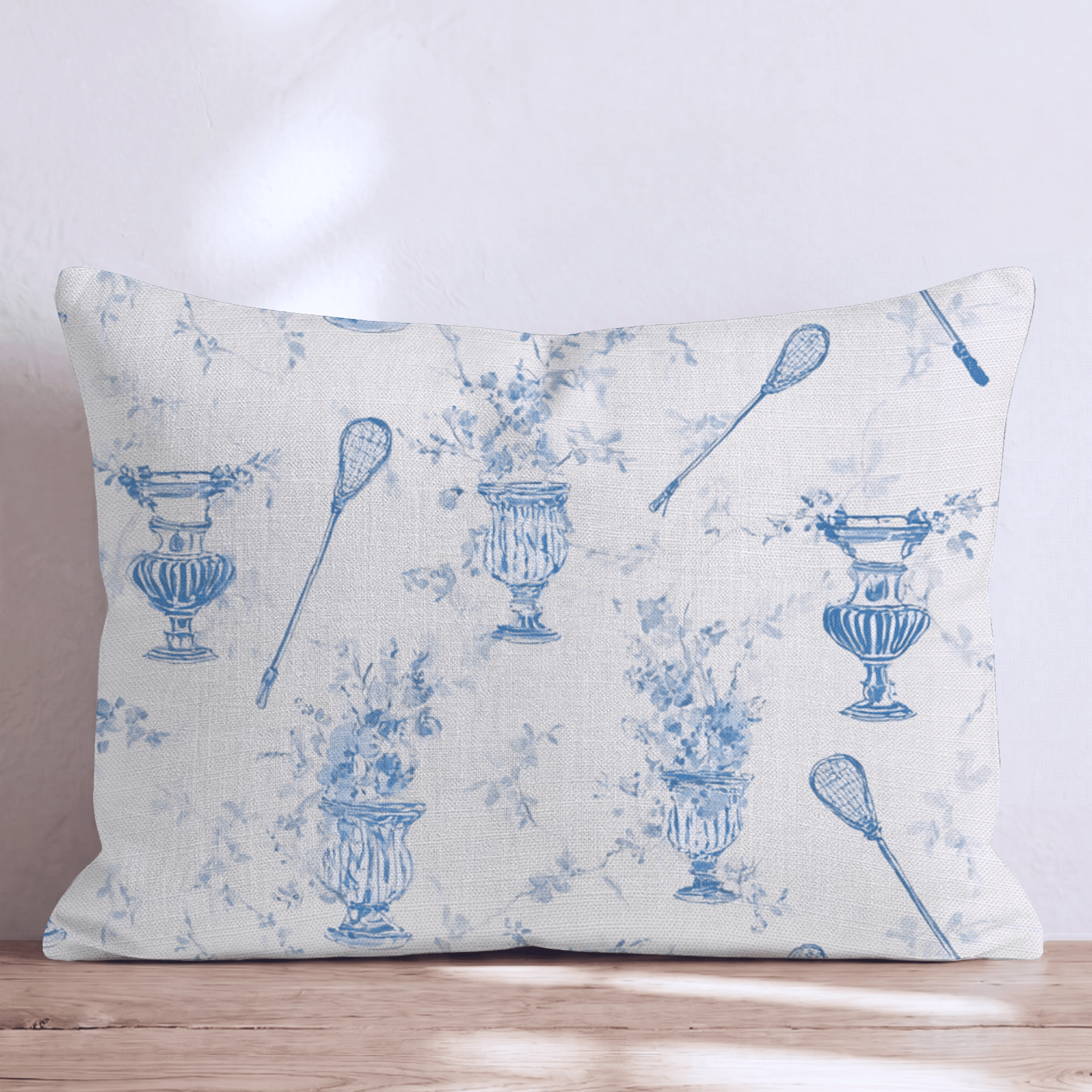 Lacrosse Stick Toile Throw Pillow - Hillcroft Home