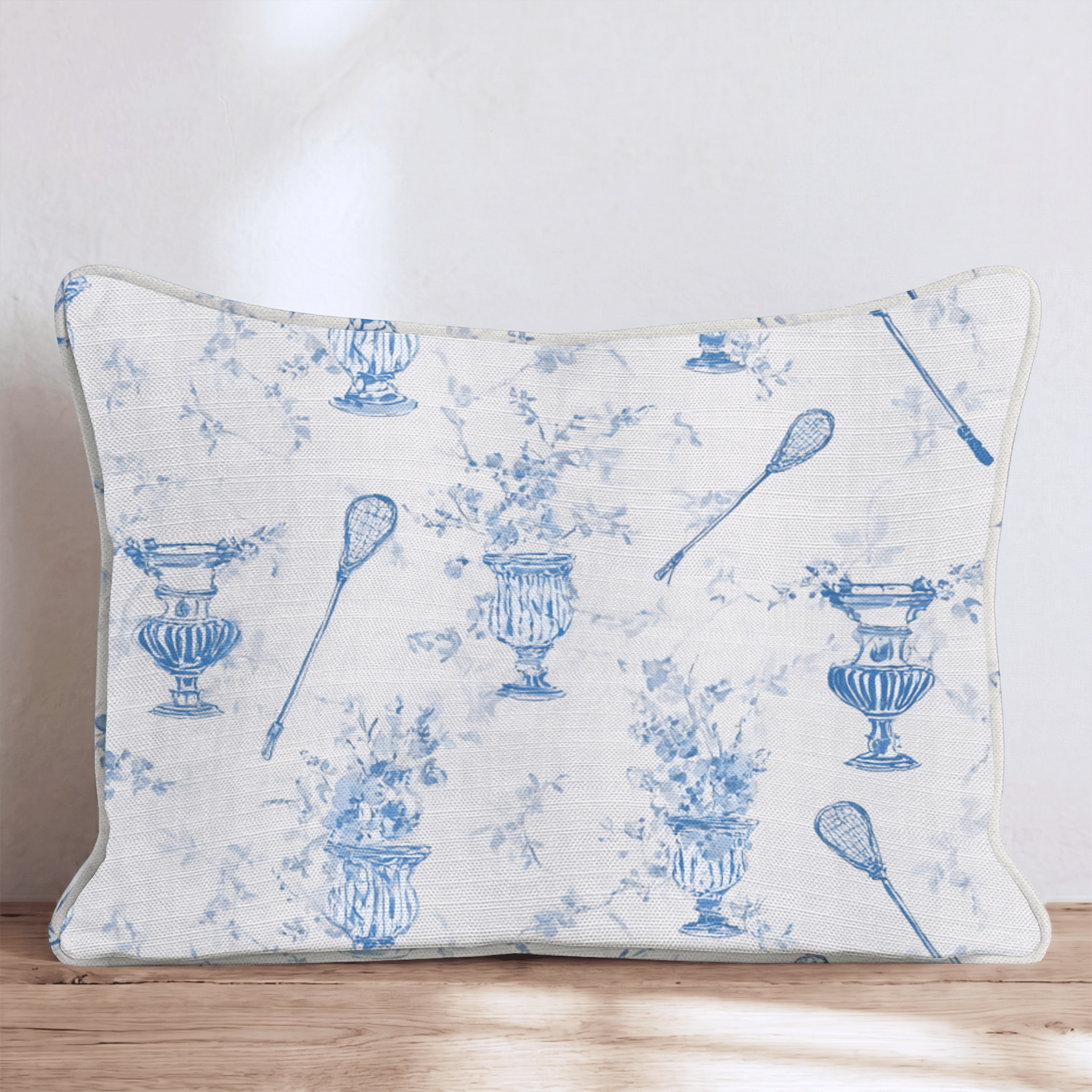 Lacrosse Stick Toile Throw Pillow - Hillcroft Home