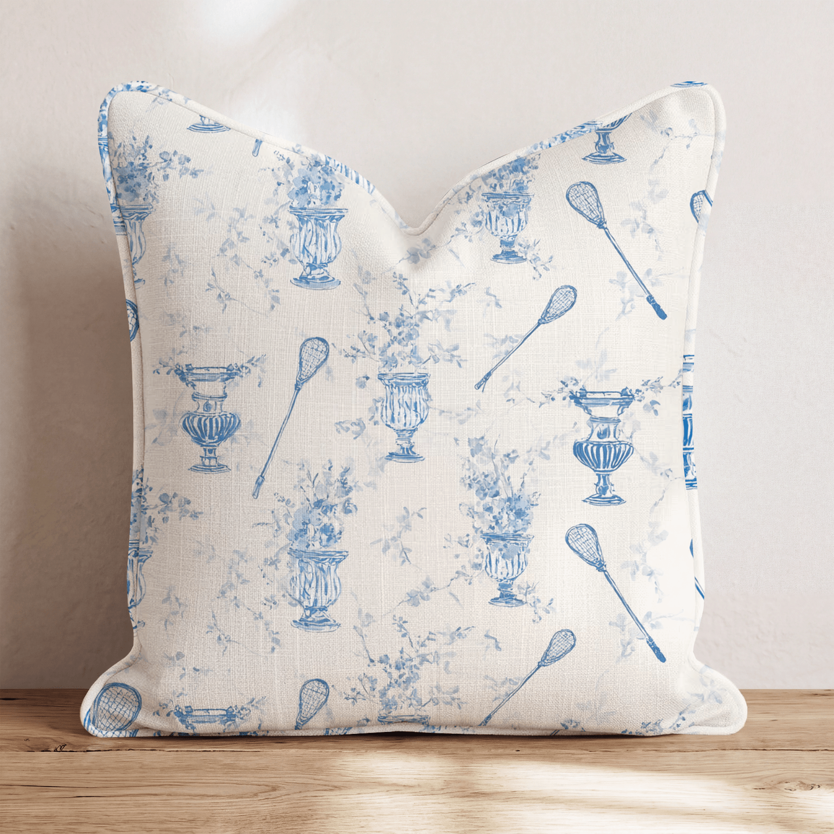 Lacrosse Stick Toile Throw Pillow - Hillcroft Home
