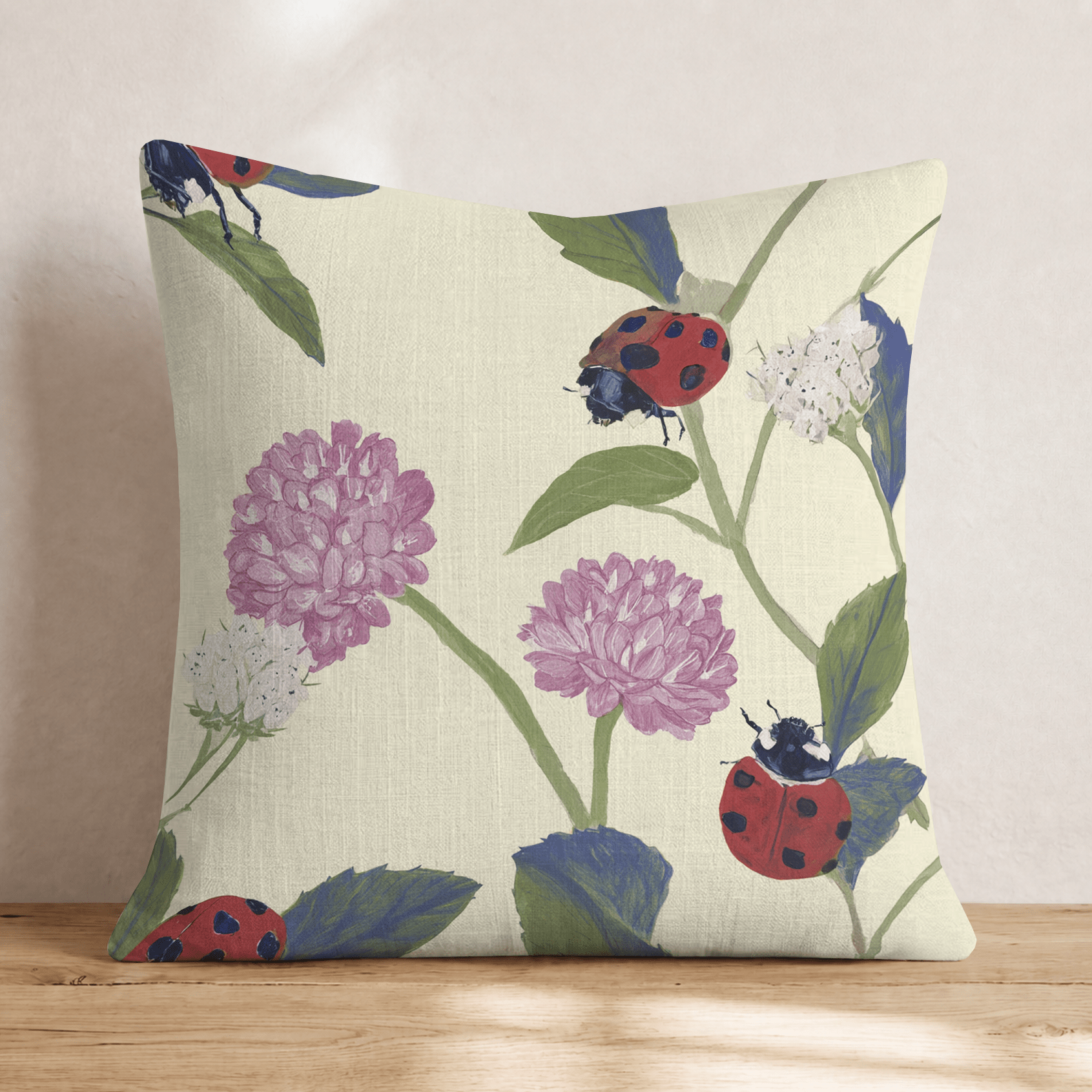 Ladybug Bloom Throw Pillow - Hillcroft Home